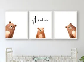 Peeking Bear Nursery Print - Personalised