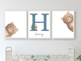 Peeking Bear Nursery Print - Personalised