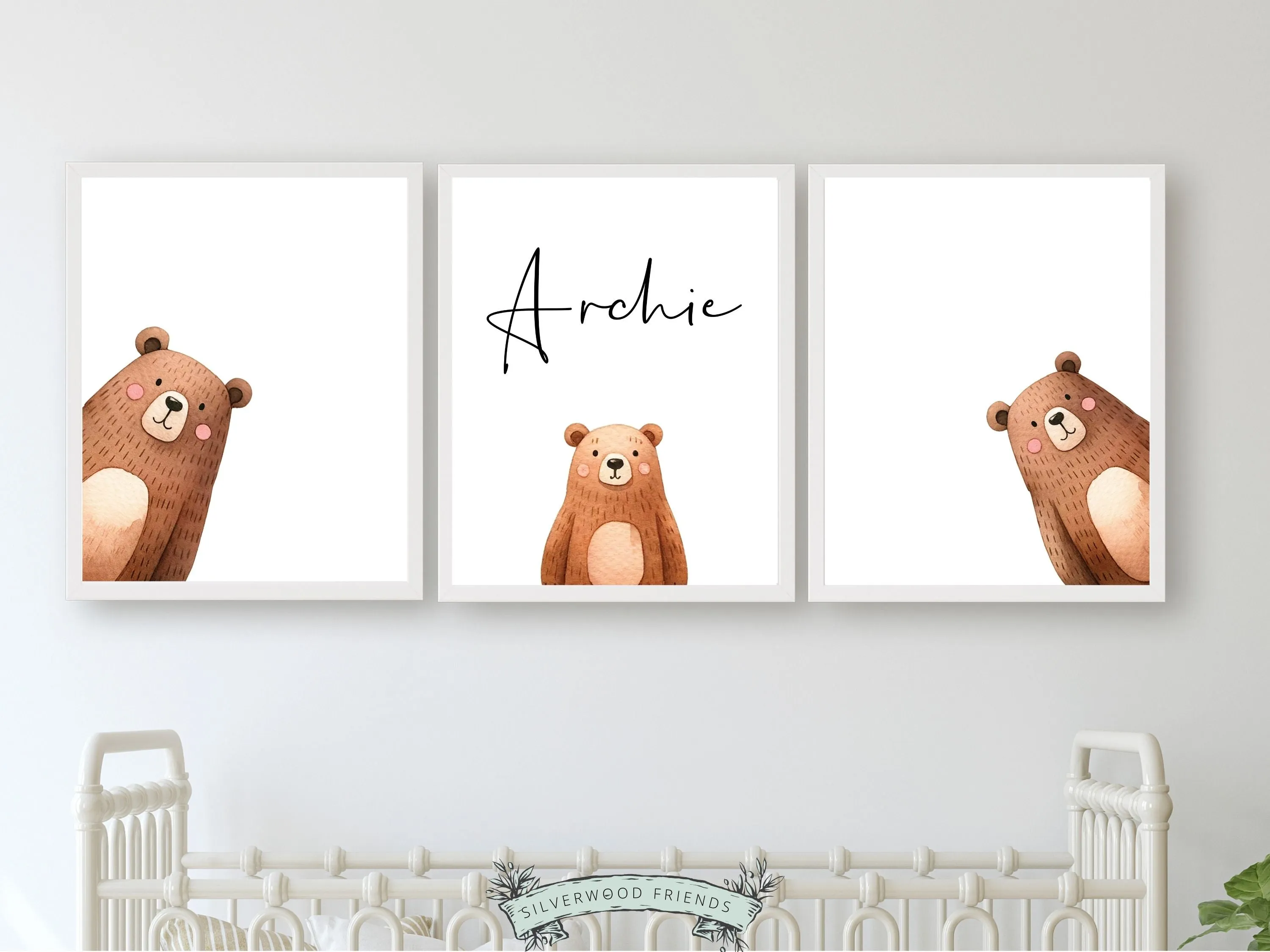 Peeking Bear Nursery Print - Personalised