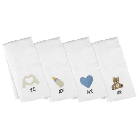 Personalized Emoji Burp Cloth - 4 Pack Baby Boy