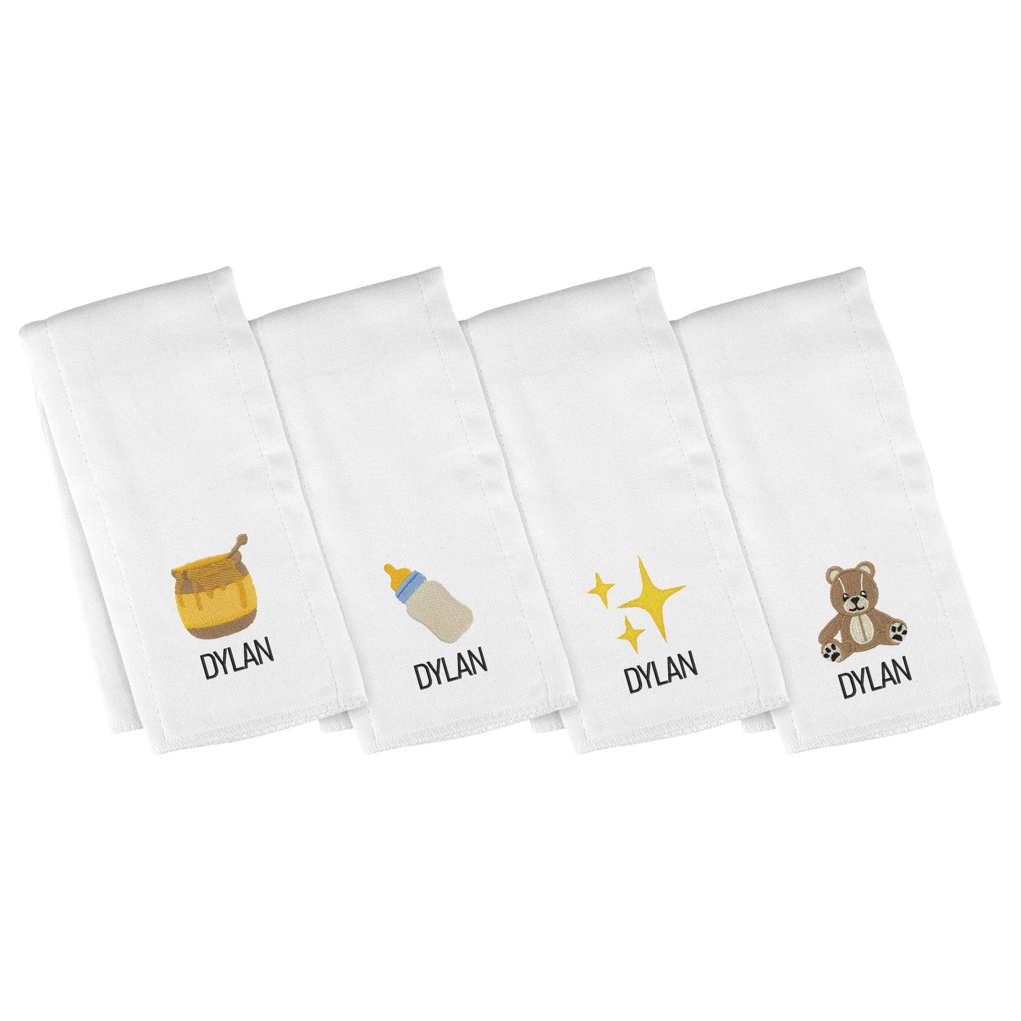 Personalized Emoji Burp Cloth - 4 Pack Sweet Baby