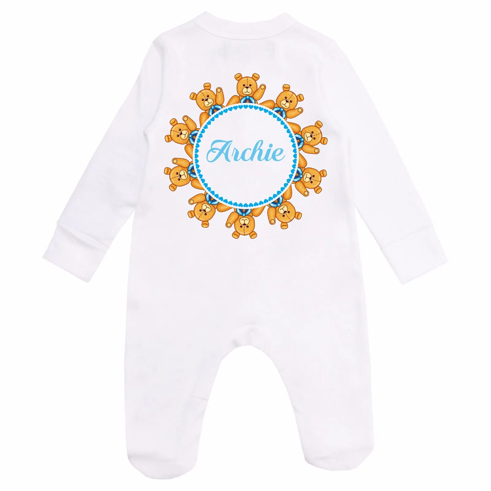 Personalized Romper- Teddy Bears in Blue or Pink