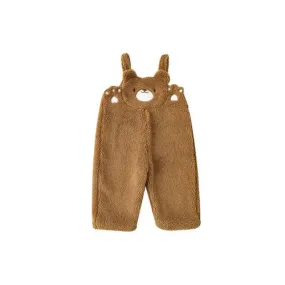 Petite Bear Cozy Teddy Overalls| Brown