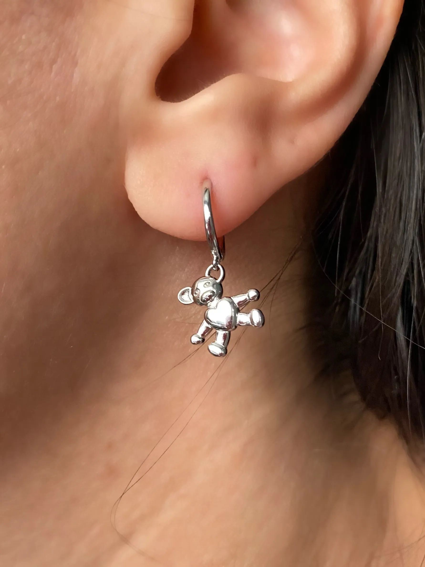 Petite Hoops with Teddy bear