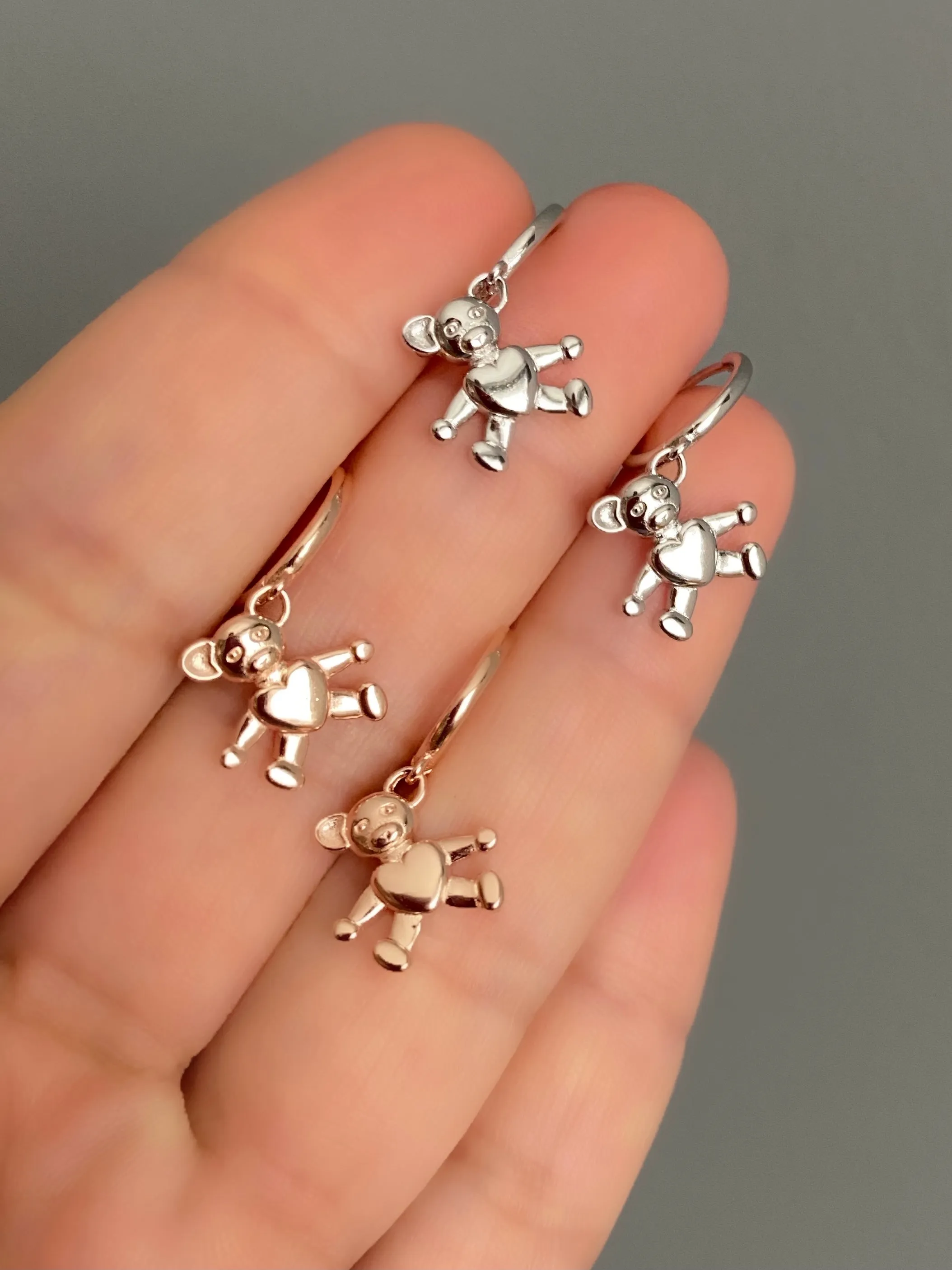 Petite Hoops with Teddy bear