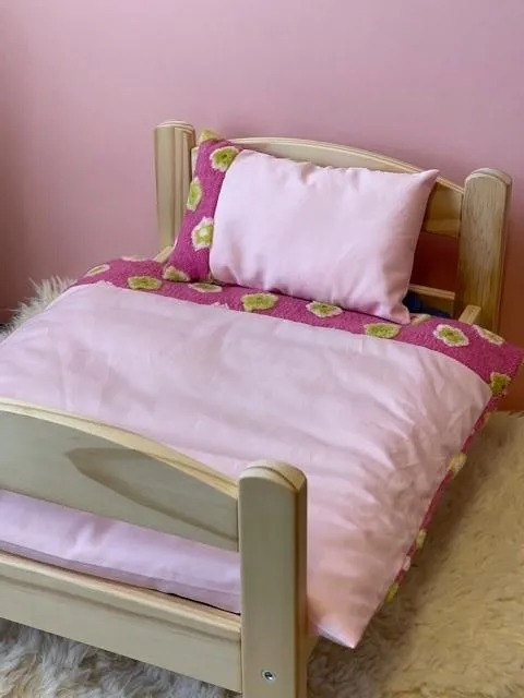 Pink Flowers Toy Bedding Set Kit - For a Teddy Bear or Doll