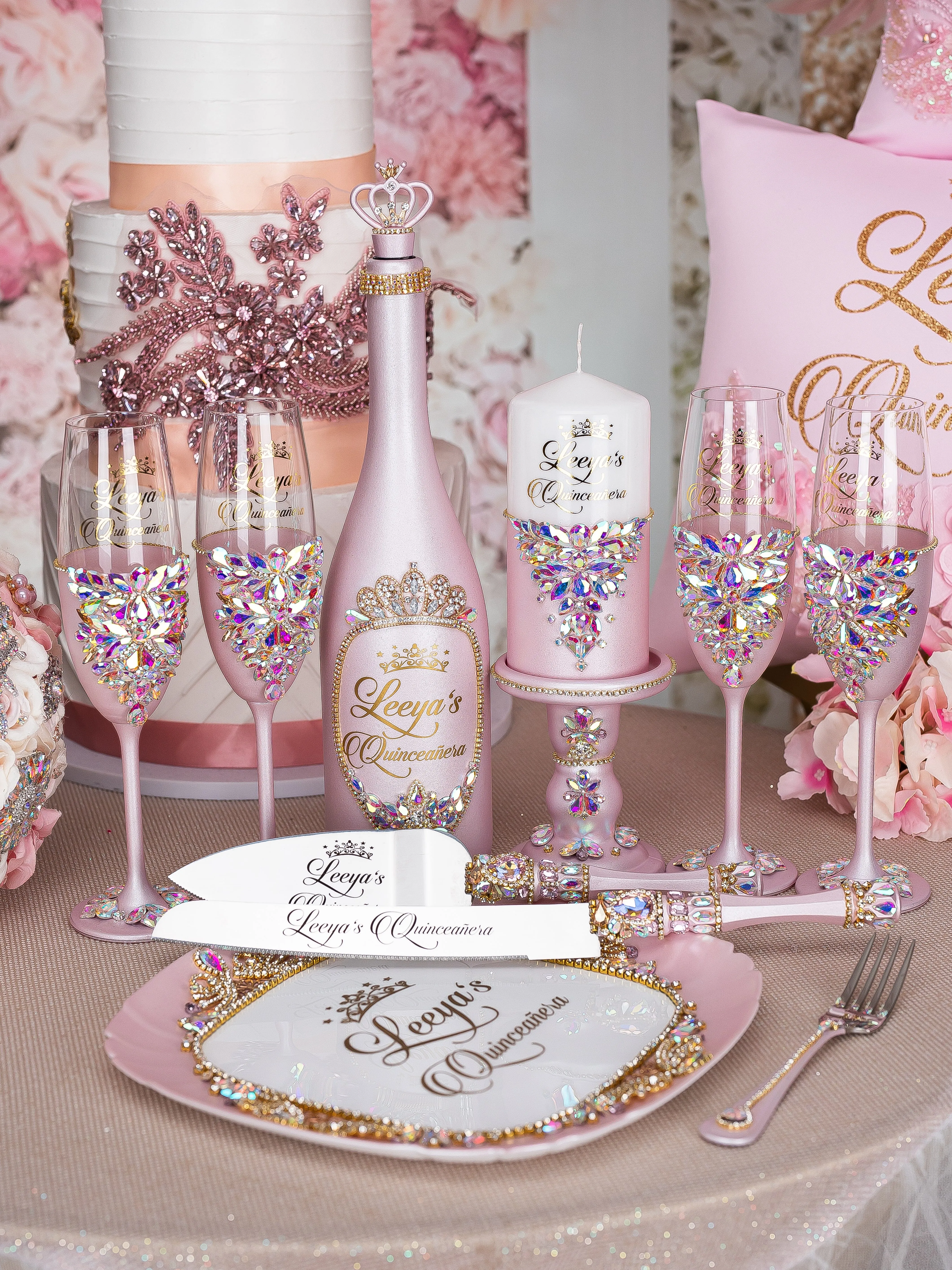 Pink Iridescent full quinceanera package