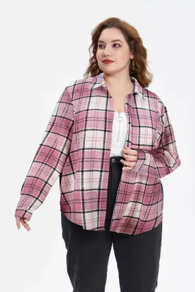 Plaid Pink And White Button Down T-Shirt