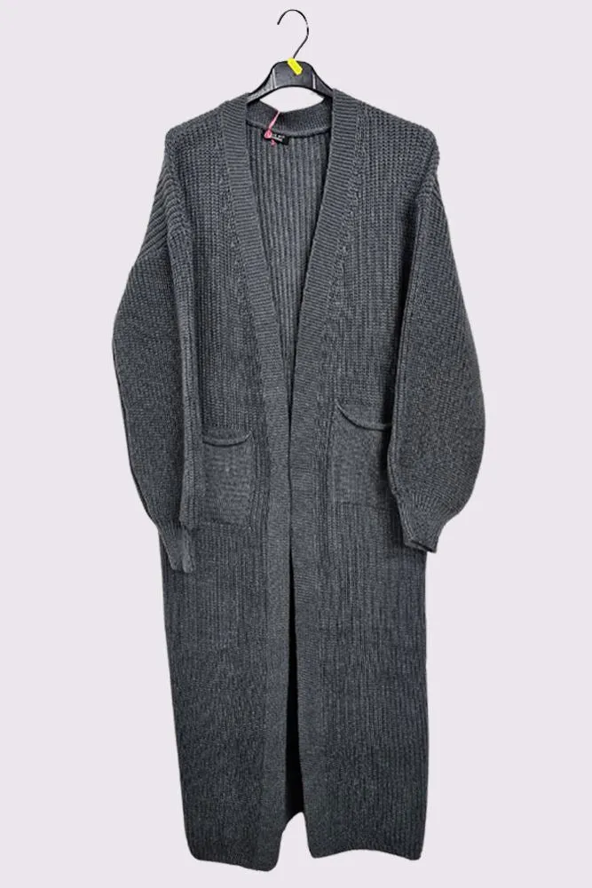 Plain Ribbed Longline Cardigan