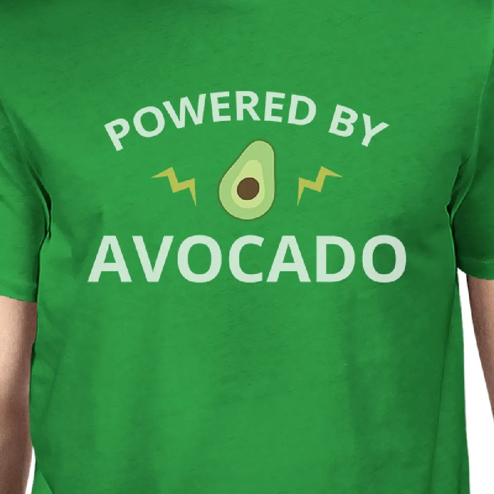 Powered By Avocado Mens Green Cotton Unique Design T Shirt For Guys