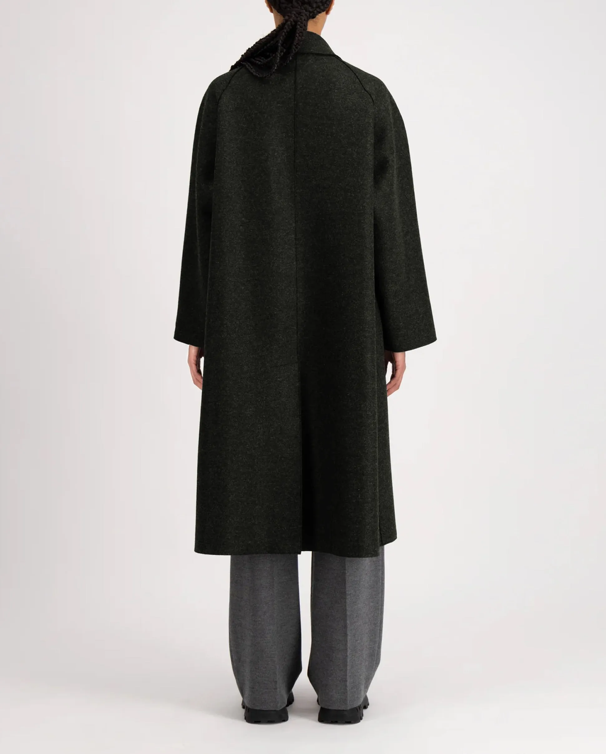 PRESSED WOOL BALMACAAN  / DARK KHAKI