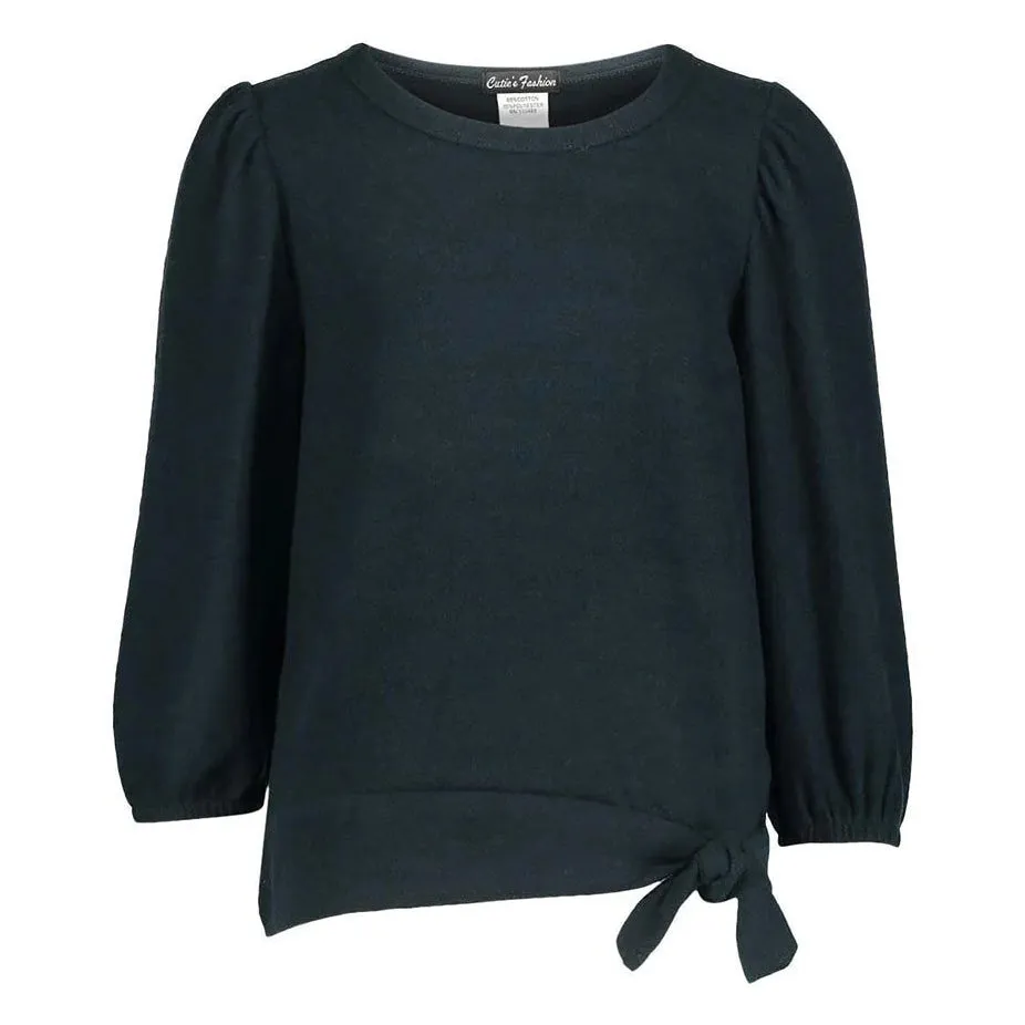 Puffed Sleeve Sweater GIRLS in Dk Green