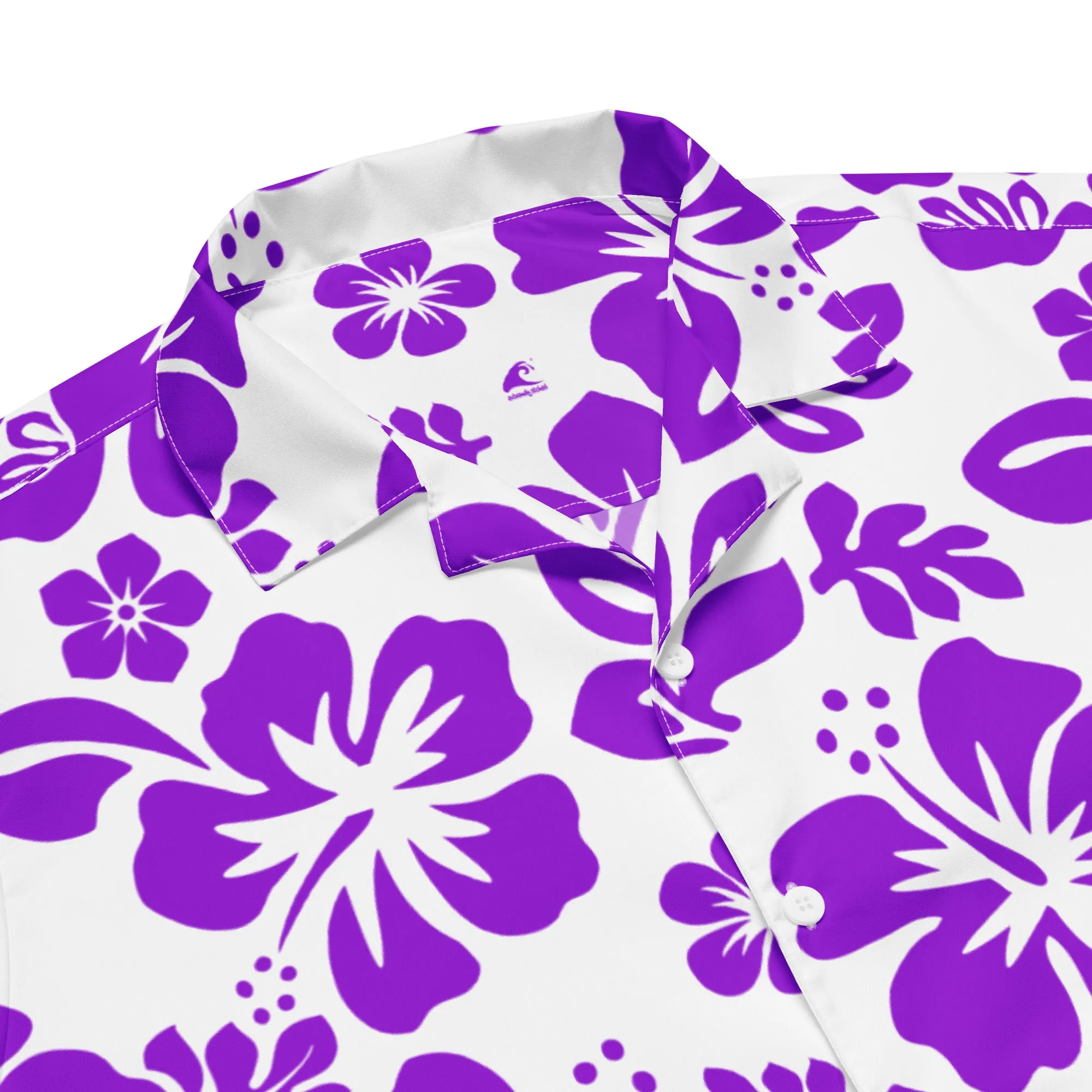 Purple and White Hawaiian Print Aloha Shirt