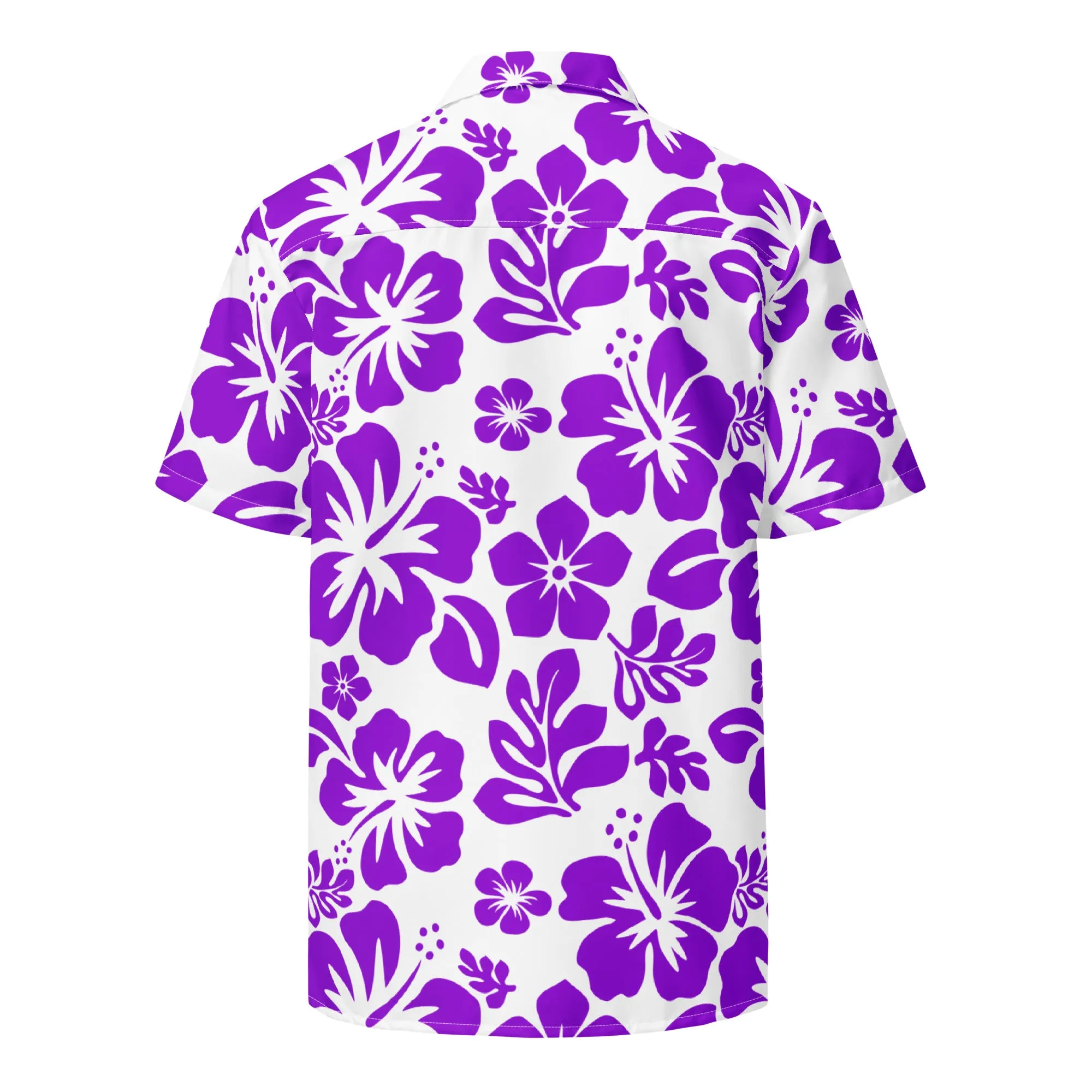 Purple and White Hawaiian Print Aloha Shirt