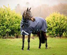 Rambo Duo Force Turnout Blanket, 100 Gram Outer with 100 Gram & 300 Gram Liner, Navy