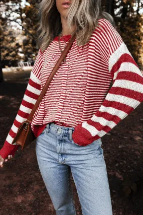 Red and White Striped Sweater