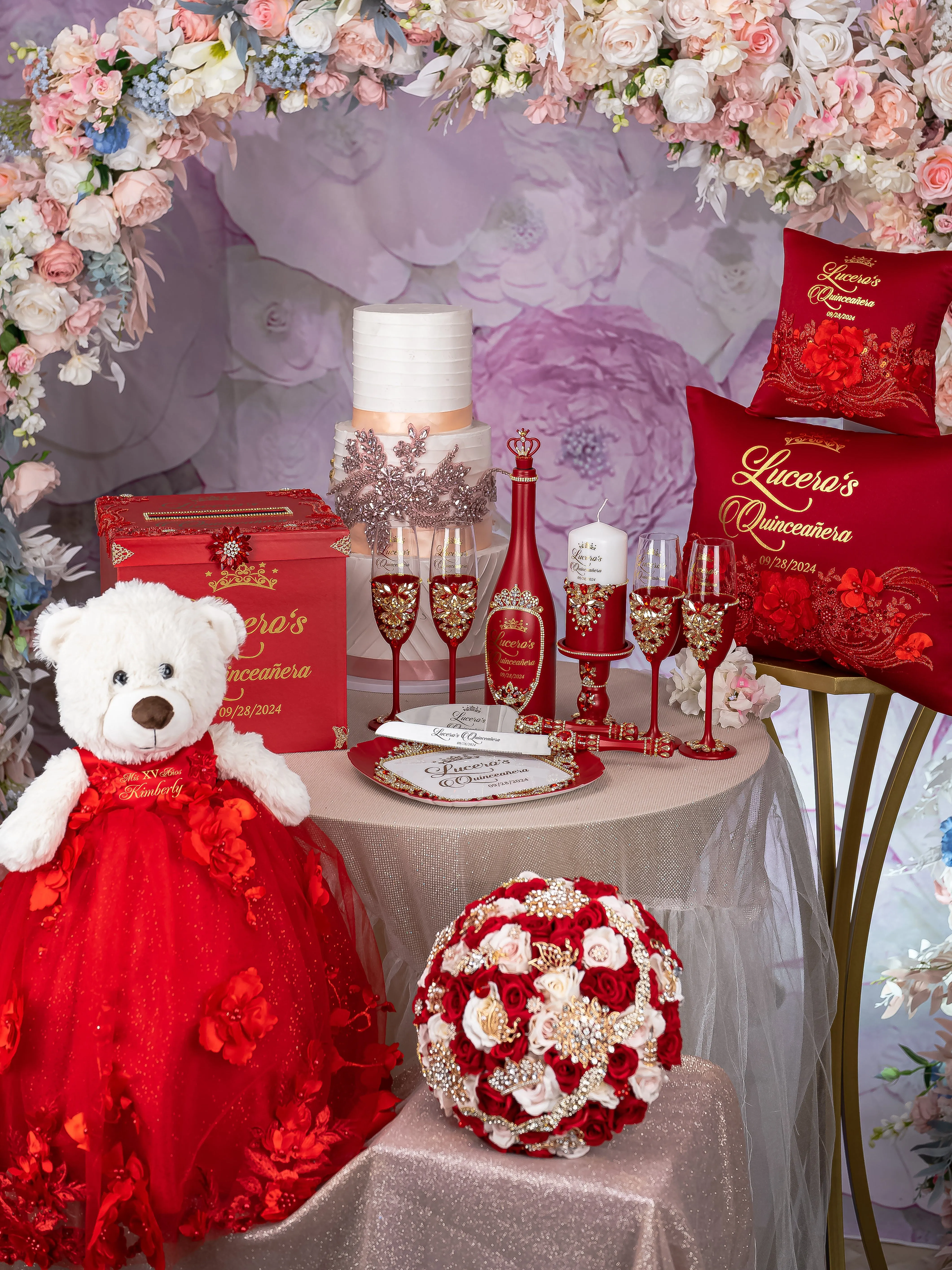 Red full quinceanera package