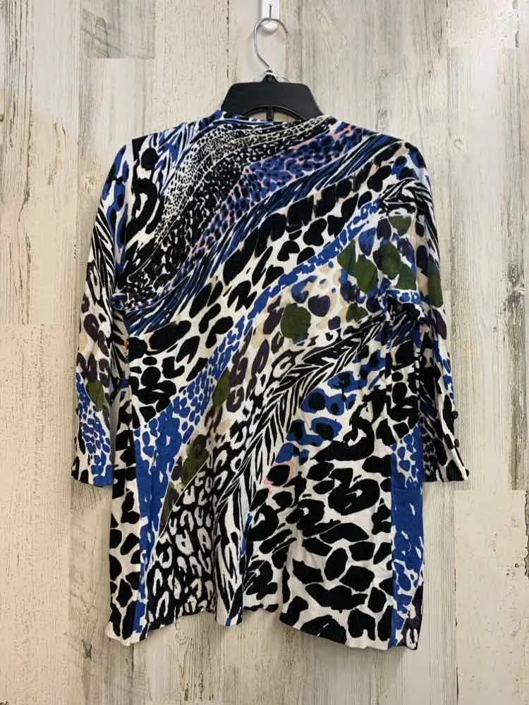 RED Tops Size S WHT/BLK/BLU/LIME Animal Print CARDIGAN Cardigan