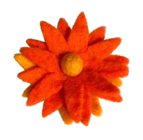 Removable Pet Collar Accessory- Felt Wool Flower-Orange