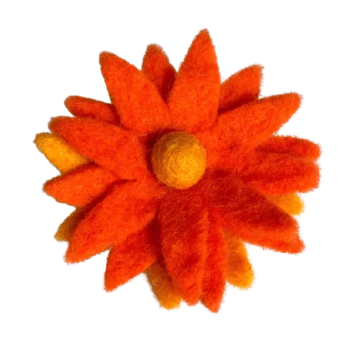 Removable Pet Collar Accessory- Felt Wool Flower-Orange