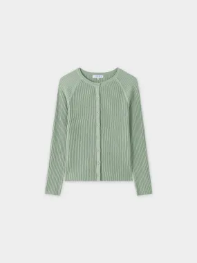 Ribbed Knit Cardigan-Seafoam