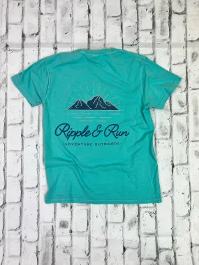 Ripple and Run "Mountain Peaks" Short Sleeve T-shirt - Aqua Blue