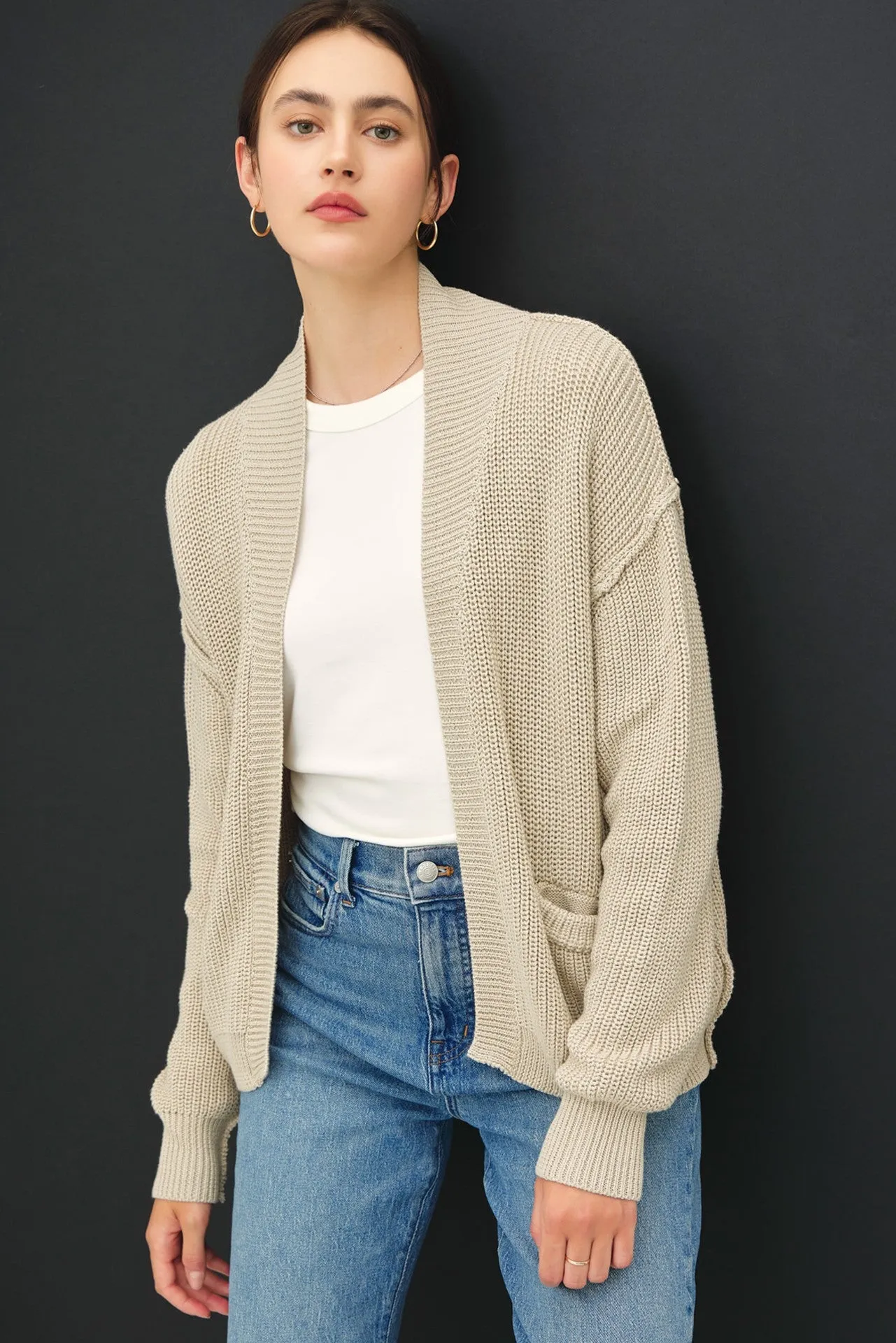 Rosalind Chunky Ribbed Cardigan With Pockets