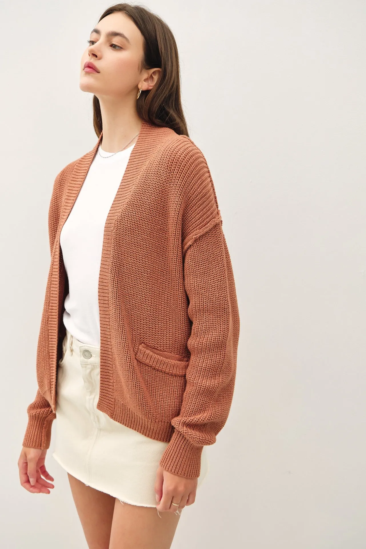 Rosalind Chunky Ribbed Cardigan With Pockets