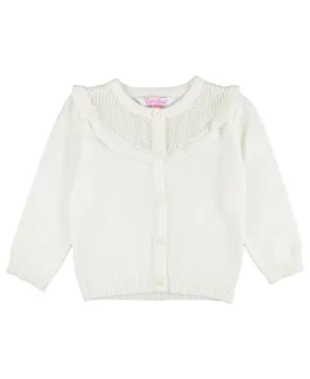 Ruffle Trim Knit Cardigan / Off-White