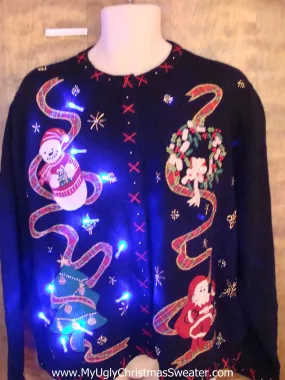 Scary Tangled Ribbon Light Up Ugly Xmas Sweater