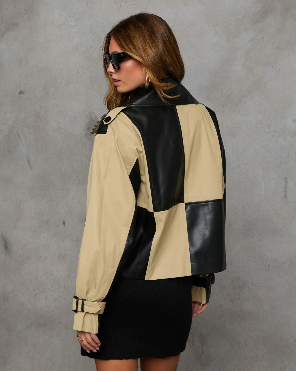 See Me Now Color Block Leather Jacket