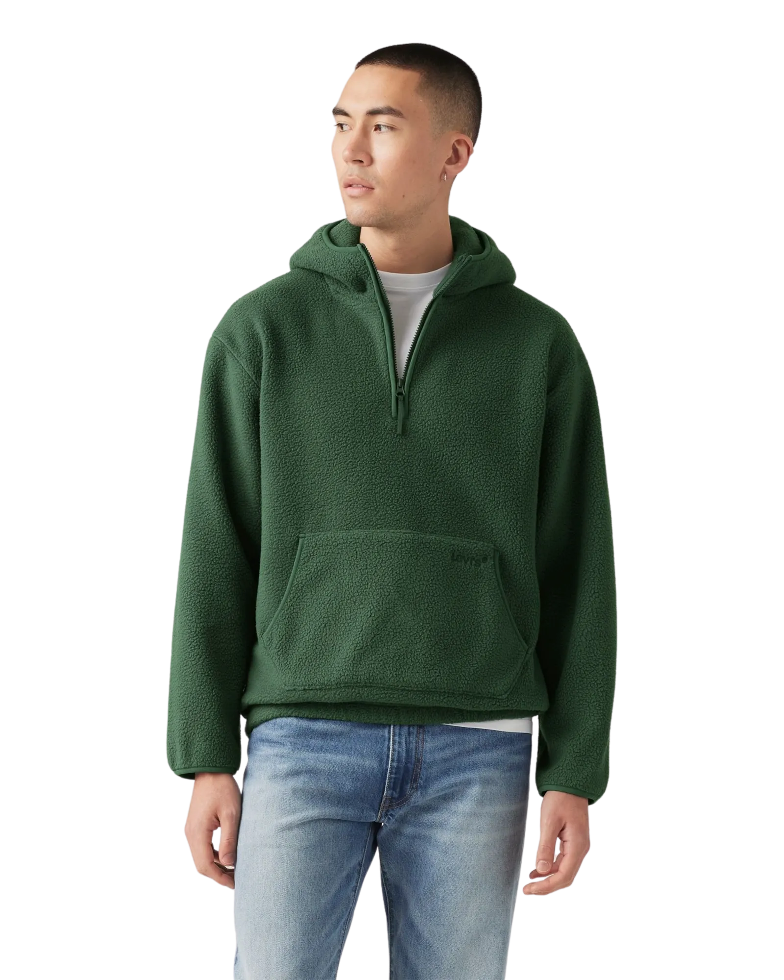 Sherpa Pullover Hoodie in Python Green