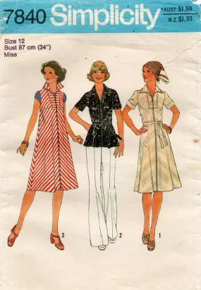 Simplicity 7840 Womens Bias Cut Tunic or Tent Dress 1970s Vintage Sewing Pattern Size 12 Bust 34 inches