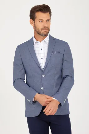 Slim Fit Notch Lapel Blue Casual Blazer