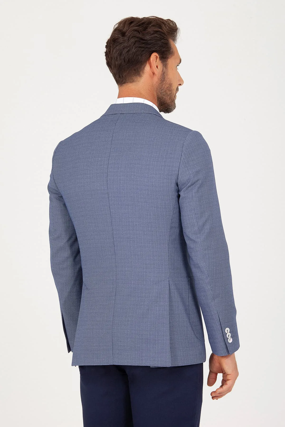 Slim Fit Notch Lapel Blue Casual Blazer