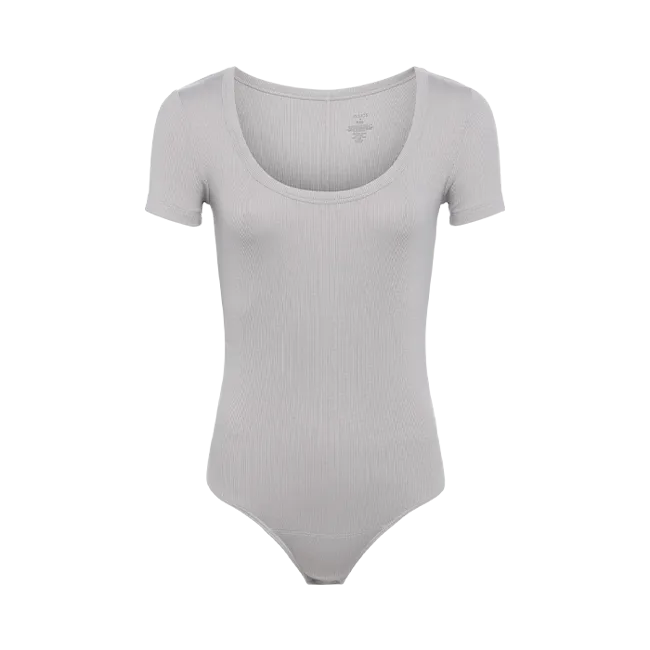 Slinky Rib Short Sleeve Bodysuit | Stone