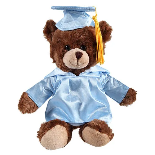 Soft Plush Chocolate Sitting Teddy Bear in Graduation Cap & Gown Stuffed Animal