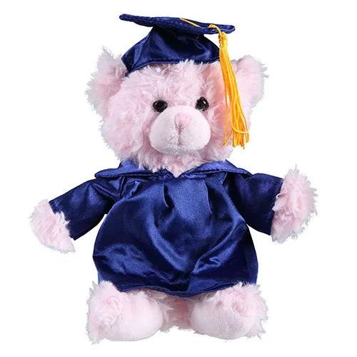 Soft Plush Pink Sitting Teddy Bear in Graduation Cap & Gown Stuffed Animal