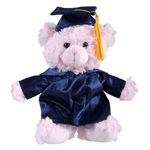 Soft Plush Pink Sitting Teddy Bear in Graduation Cap & Gown Stuffed Animal