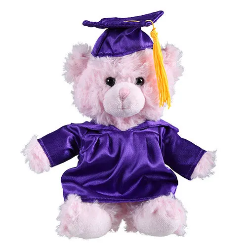 Soft Plush Pink Sitting Teddy Bear in Graduation Cap & Gown Stuffed Animal