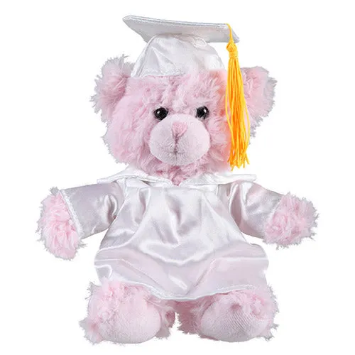 Soft Plush Pink Sitting Teddy Bear in Graduation Cap & Gown Stuffed Animal