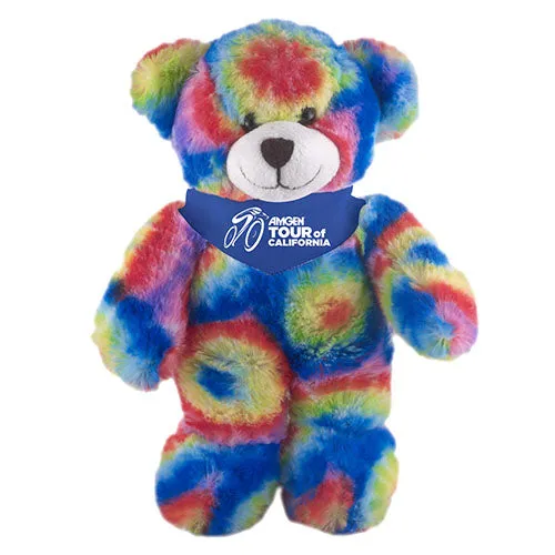 Soft Plush Stuffed Tie Dye Teddy Bear with Bandana