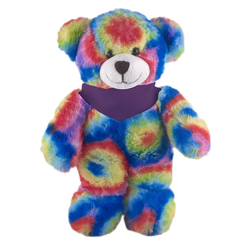 Soft Plush Stuffed Tie Dye Teddy Bear with Bandana