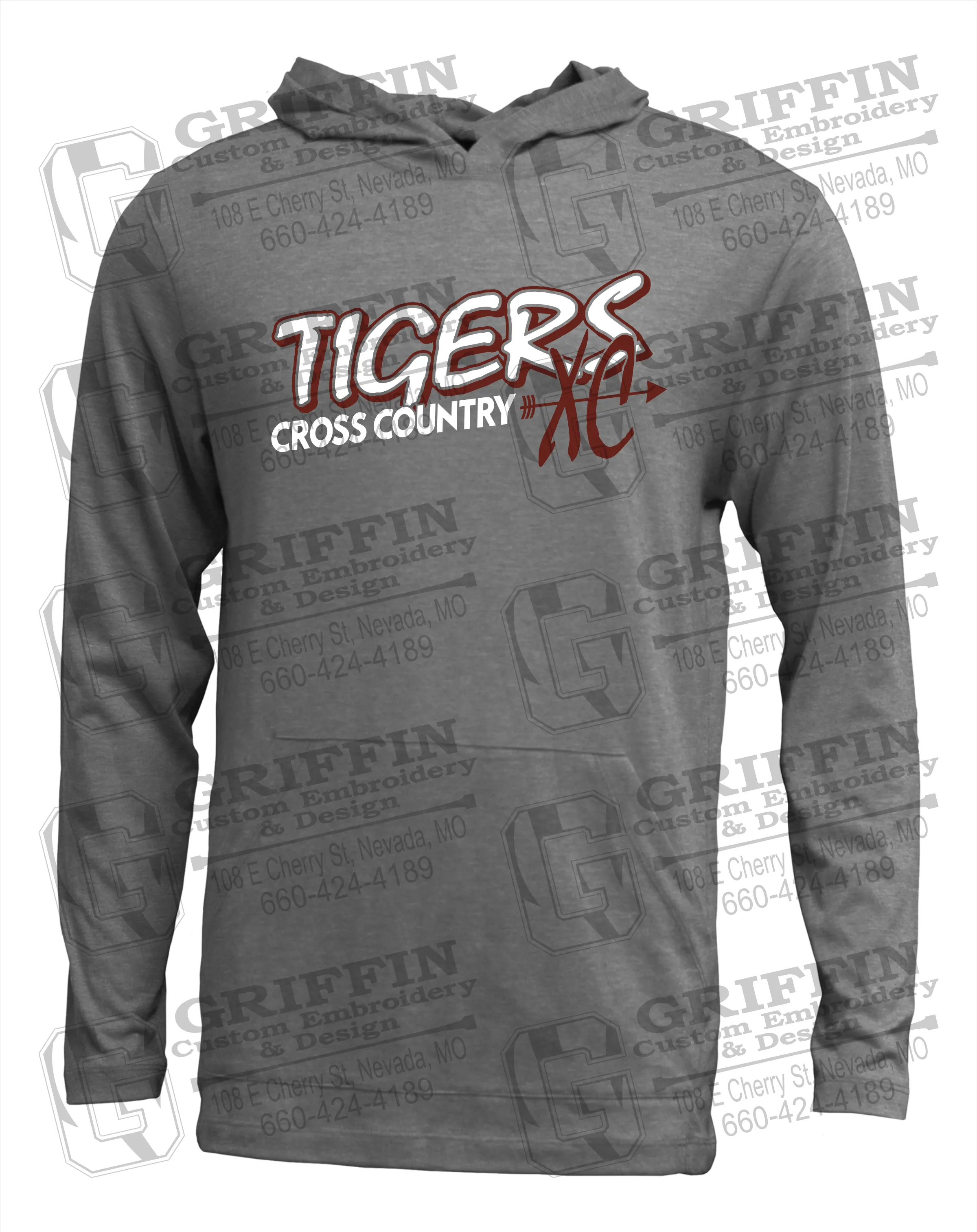 Soft-Tek T-Shirt Hoodie - Cross Country - Nevada Tigers 23-S