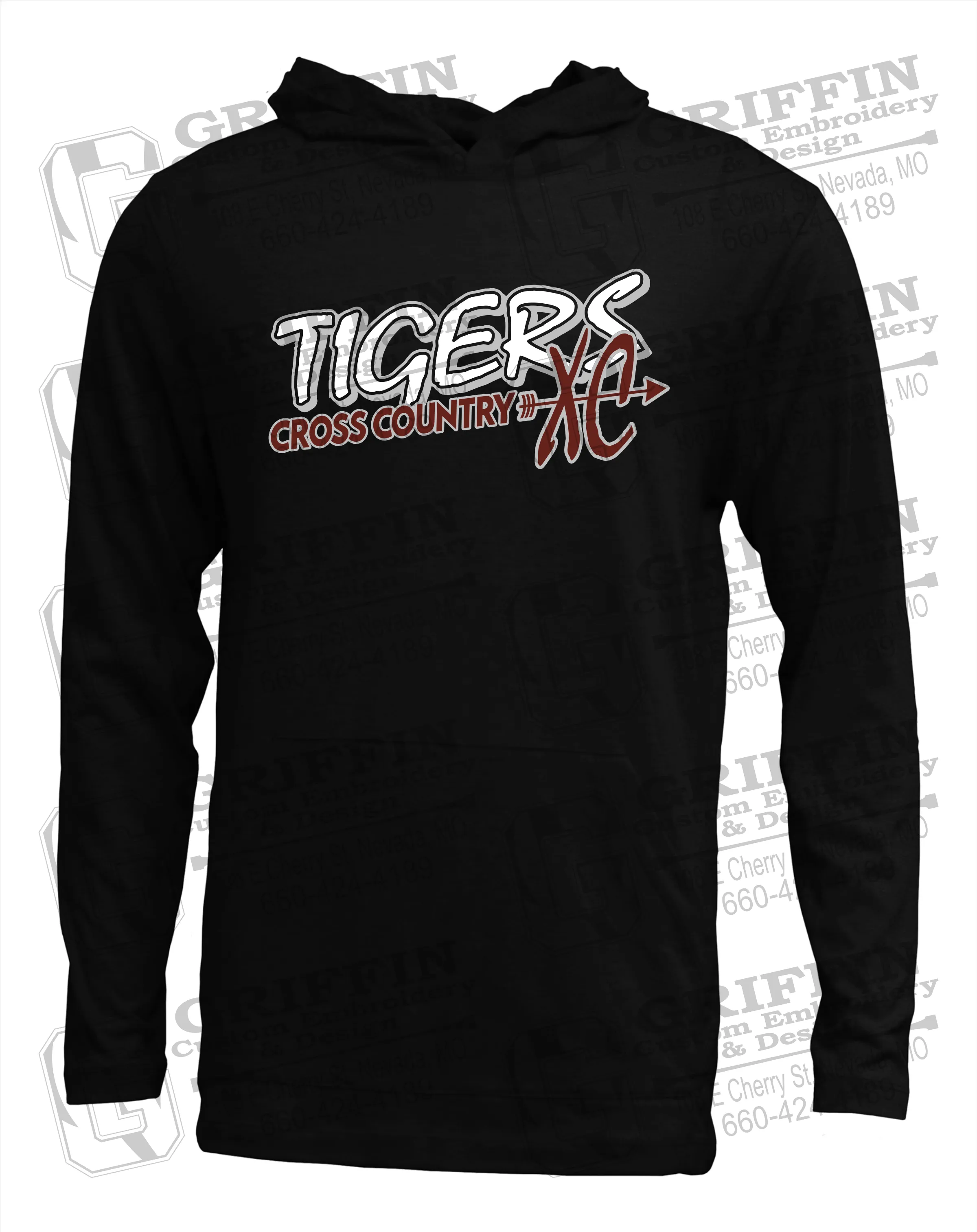 Soft-Tek T-Shirt Hoodie - Cross Country - Nevada Tigers 23-S