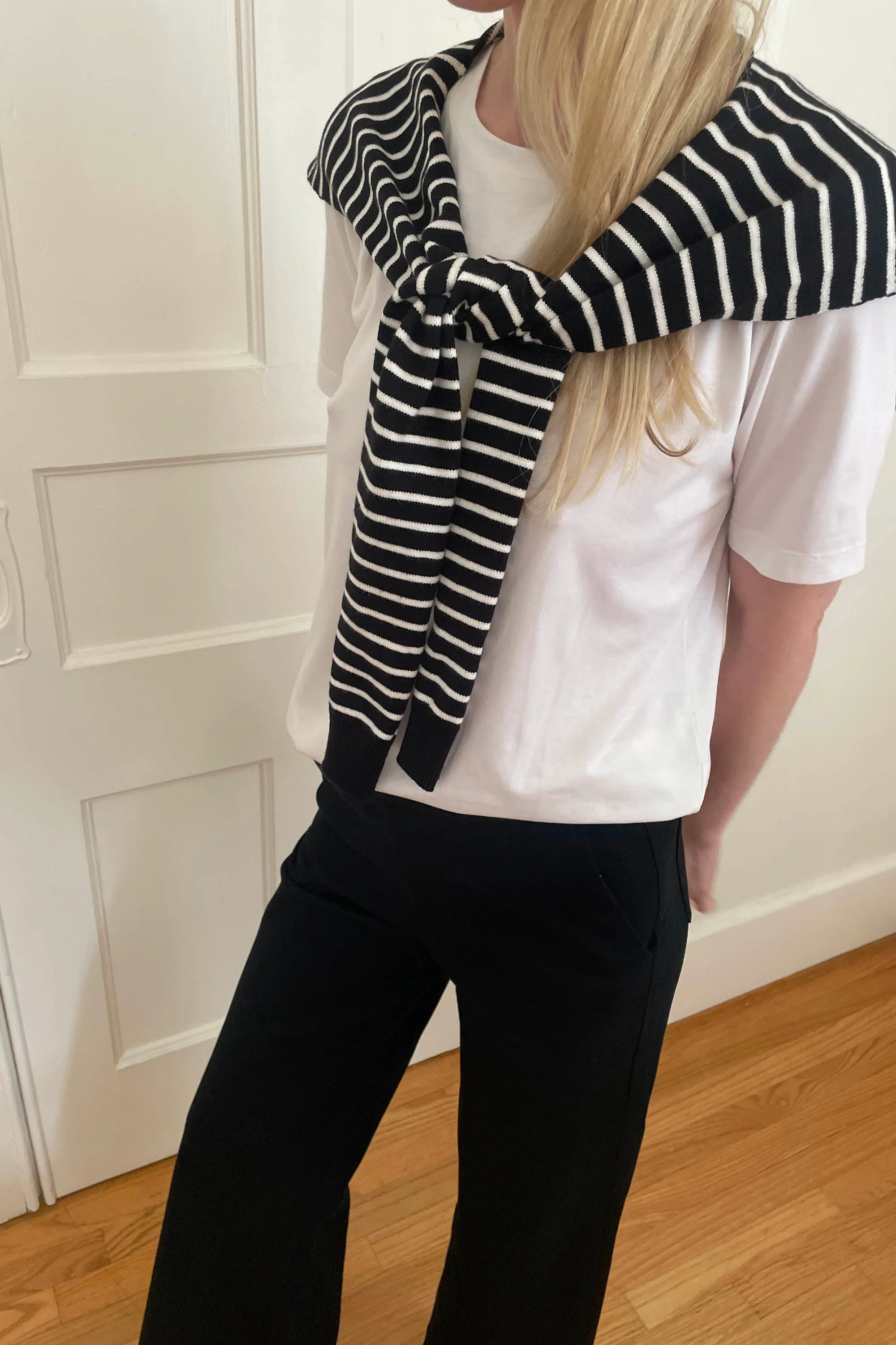 STRIPED CARDIGAN EFFECT SCARF