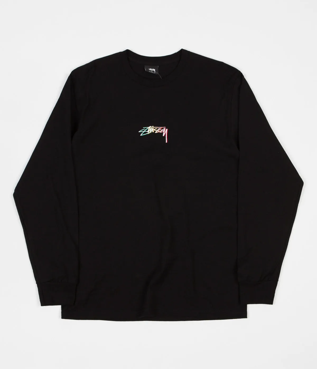 Stussy Smooth Stock Embroidered Long Sleeve T-Shirt - Black