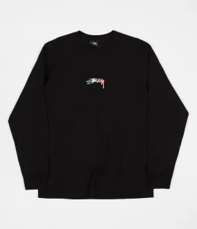 Stussy Smooth Stock Embroidered Long Sleeve T-Shirt - Black