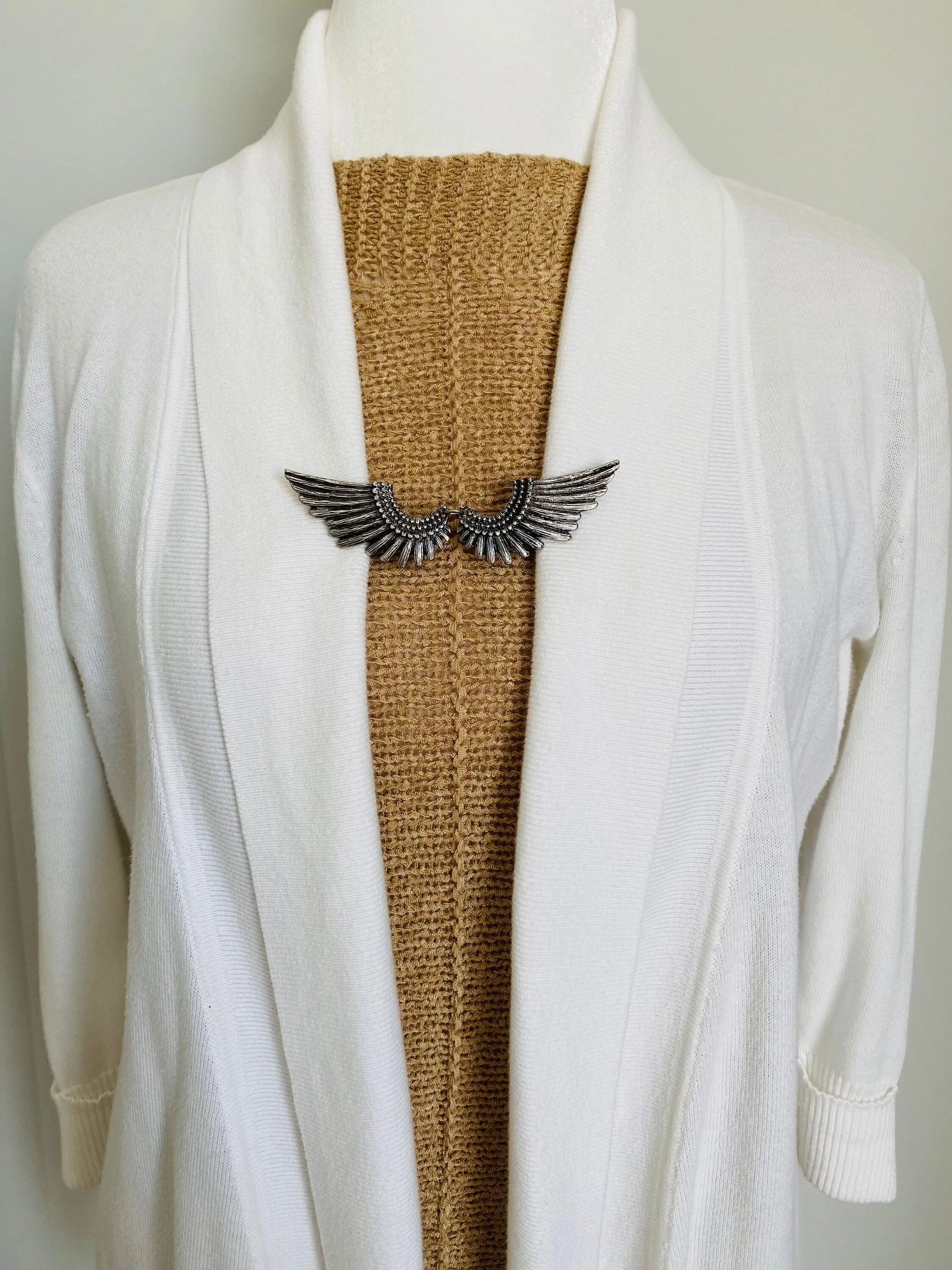 Sweater Clips Silver Wings Sweater Clip Cardigan Clasp Wing Brooch Style Gift Gifts for Her by Fabulici