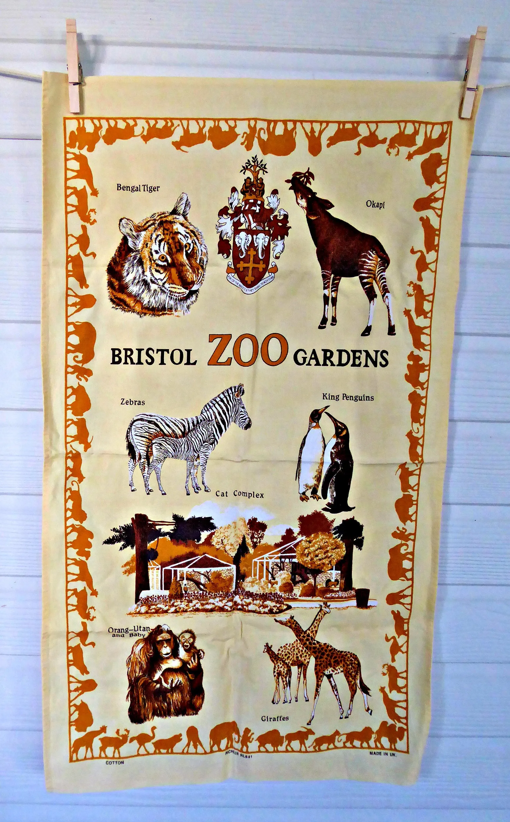 Tea Towel Bristol Zoo Gardens England Penguins Tiger Dish Towel